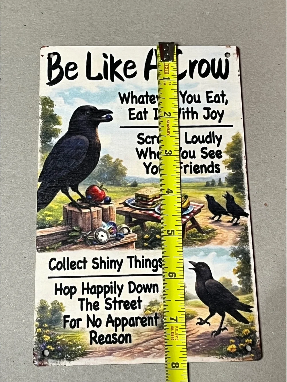 Vintage-Inspired Be Like A Crow Metal Sign - Quirky metal Wall Decor